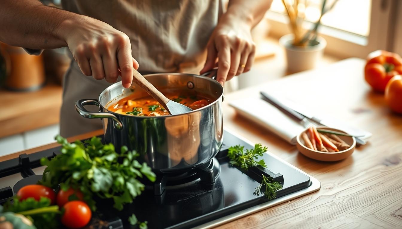 Quick weeknight dinner prepared in a home kitchen
