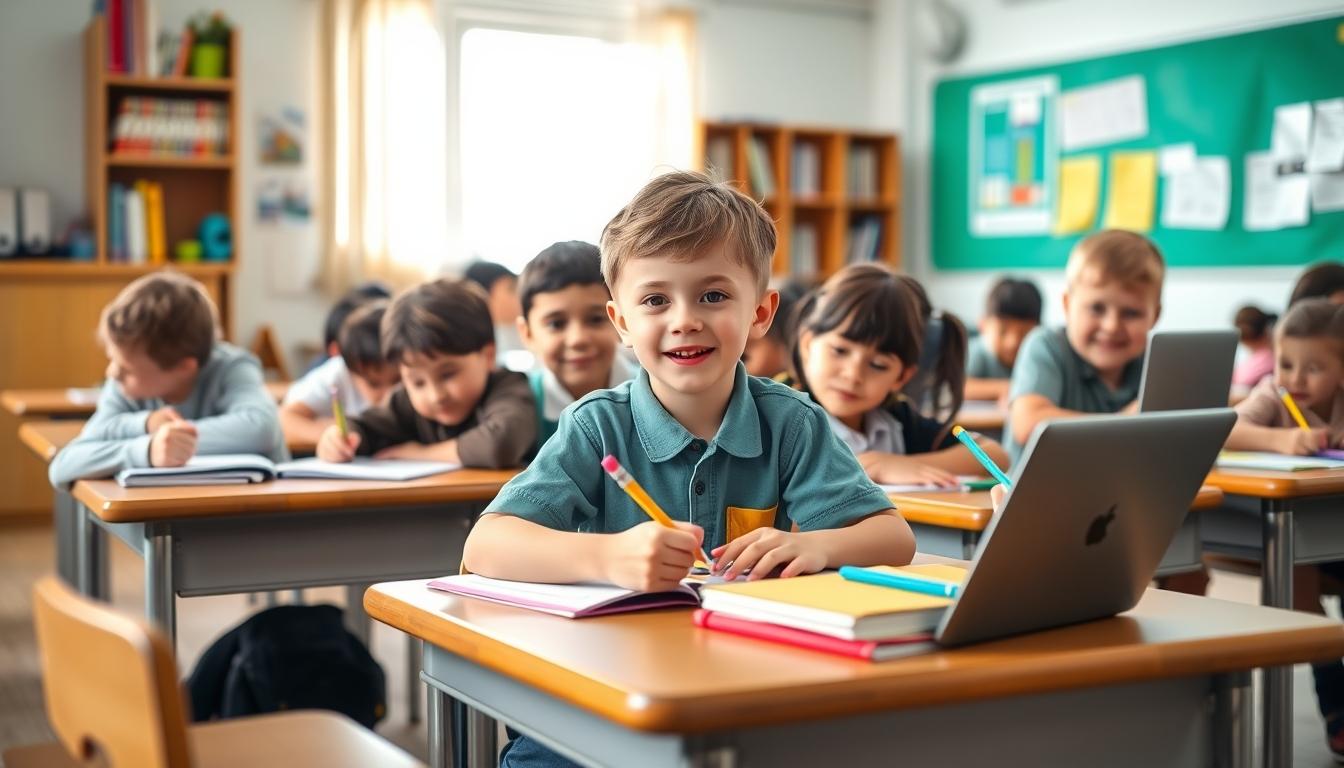 Student using learning strategies while studying